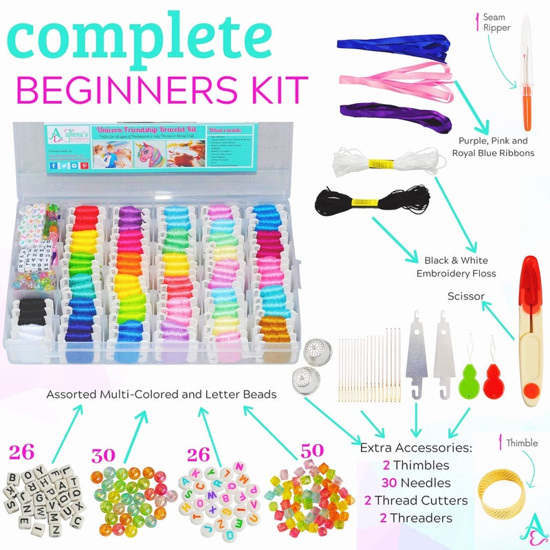 Athena's Elements 276Pcs Embroidery Kit, Cross Stitch Kits, Friendship Bracelet String Kit with Organizer Box-Included 100pcs Friendship Bracelet Floss Thread, Cross Stitch Kits, Gifts - Image 2